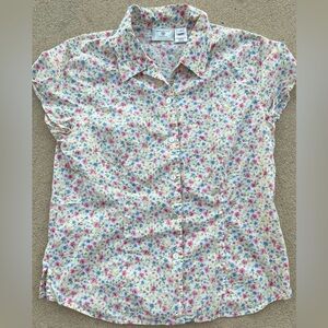 Vintage Susan Bristol Short-Sleeved Button-Up Floral Print Shirt Size 12